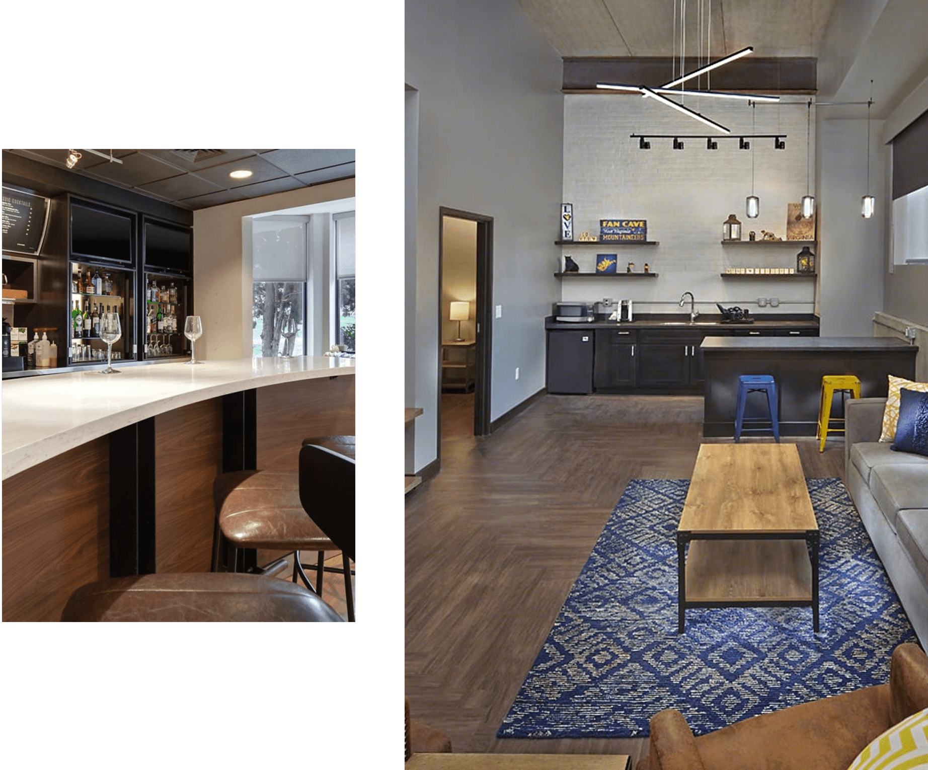 Modern bar and lounge with stylish decor.