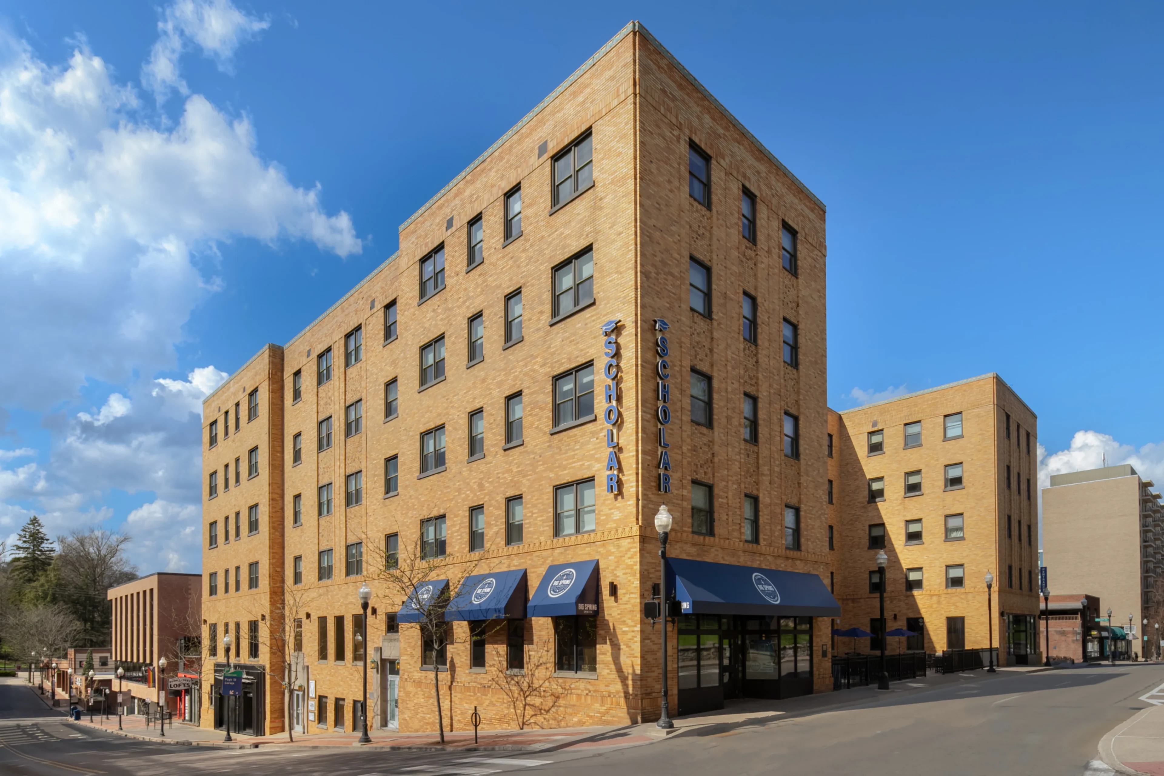 Historic brick hotel building on a corner.