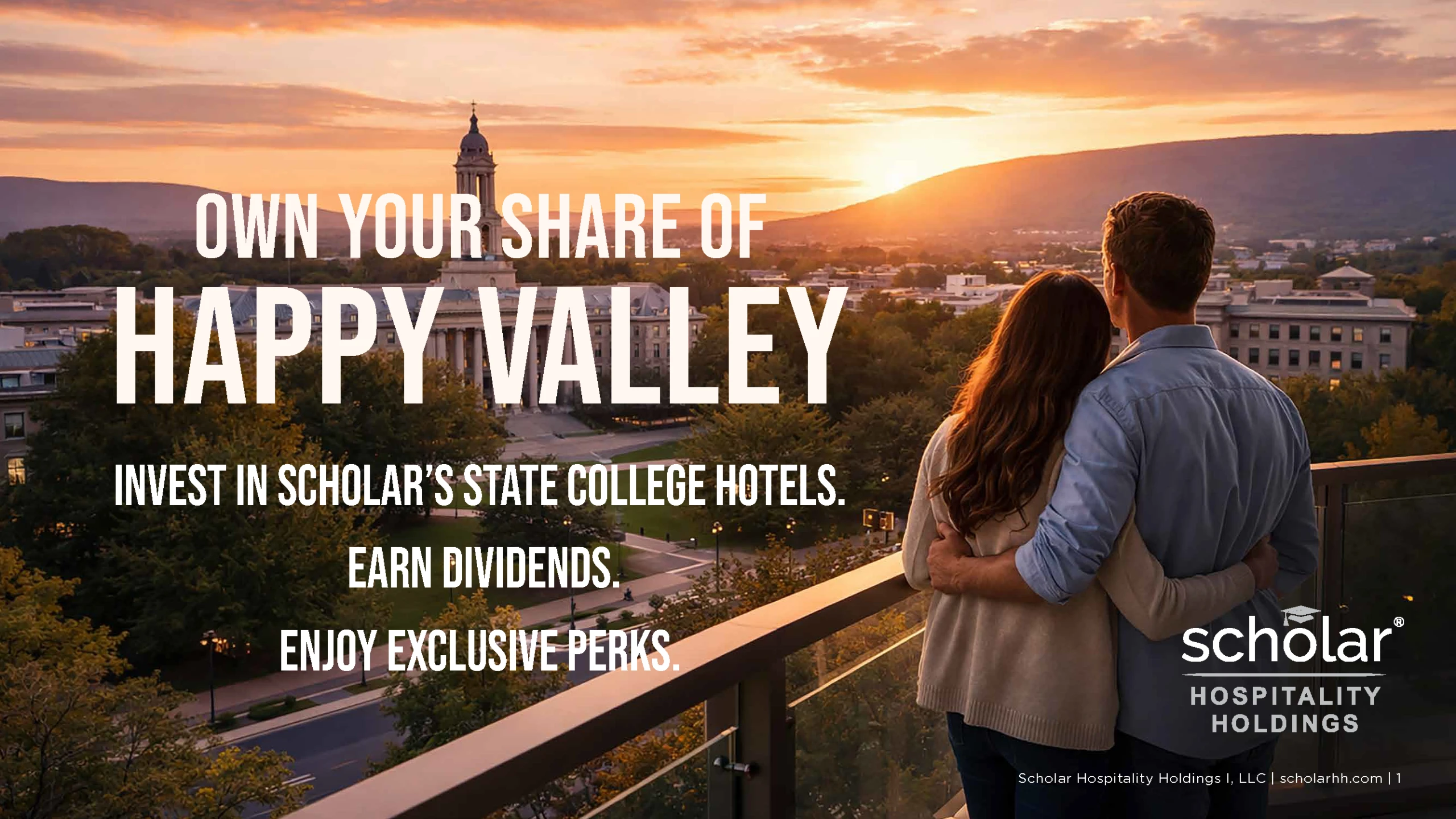Couple overlooking Happy Valley at sunset.