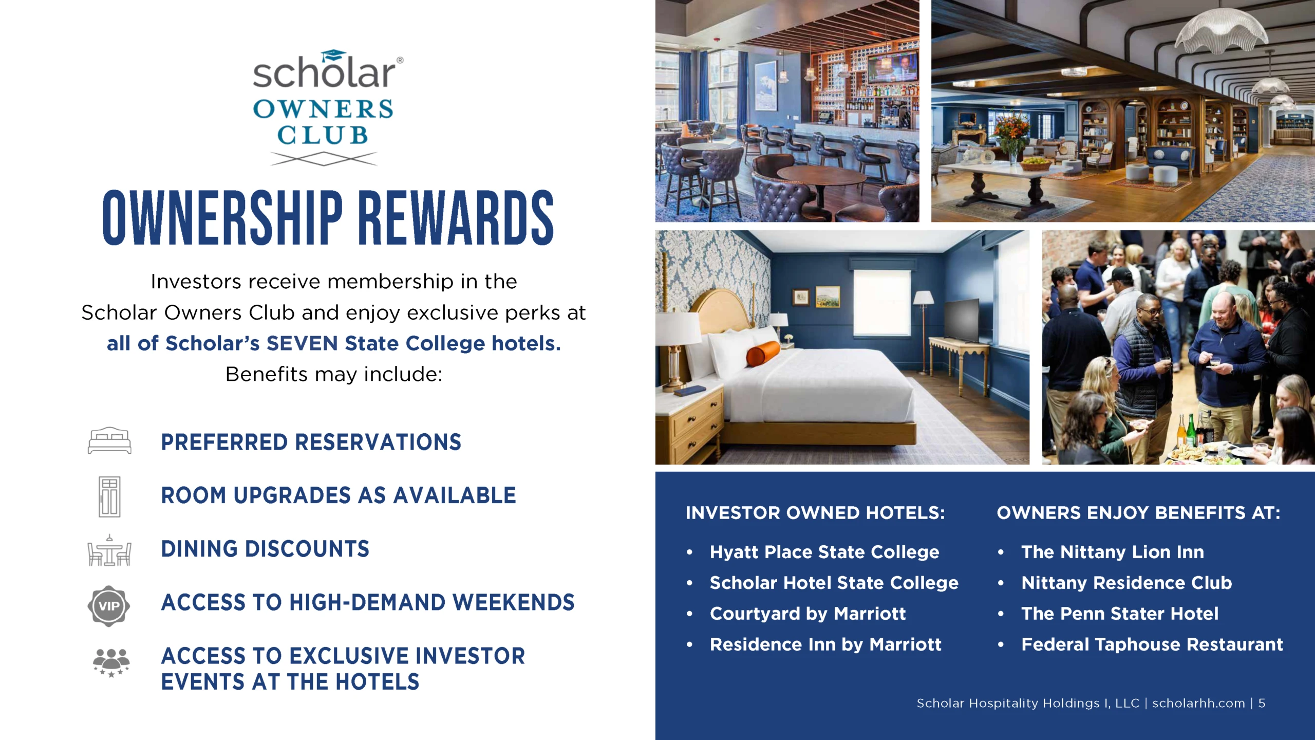 Ownership rewards and hotel benefits information.