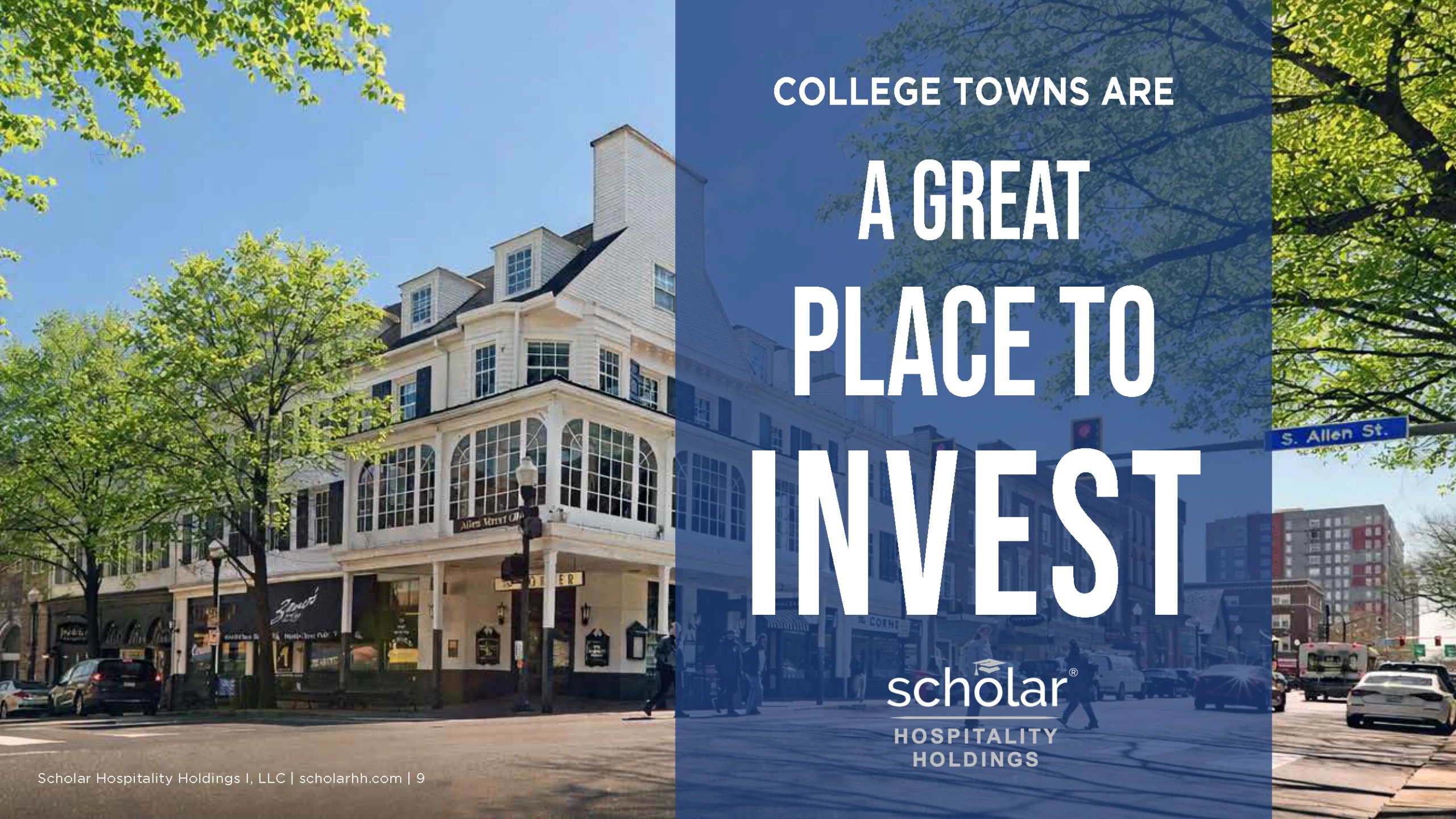 College town investment opportunity promotional image.